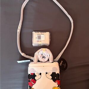 Kate Spade White and Black Crossbody Bag with Mickey Mouse Design